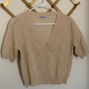 Grace Karin Cropped Short Sleeve Retro Knit Cardigan